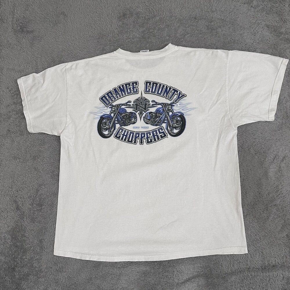 Vtg Orange County Choppers OCC Wings and Motorcycles Graphic T-Shirt XL Y2K